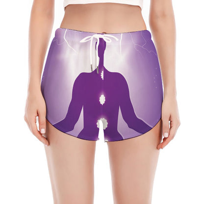Power Of Seven Chakras Print Women's Split Running Shorts