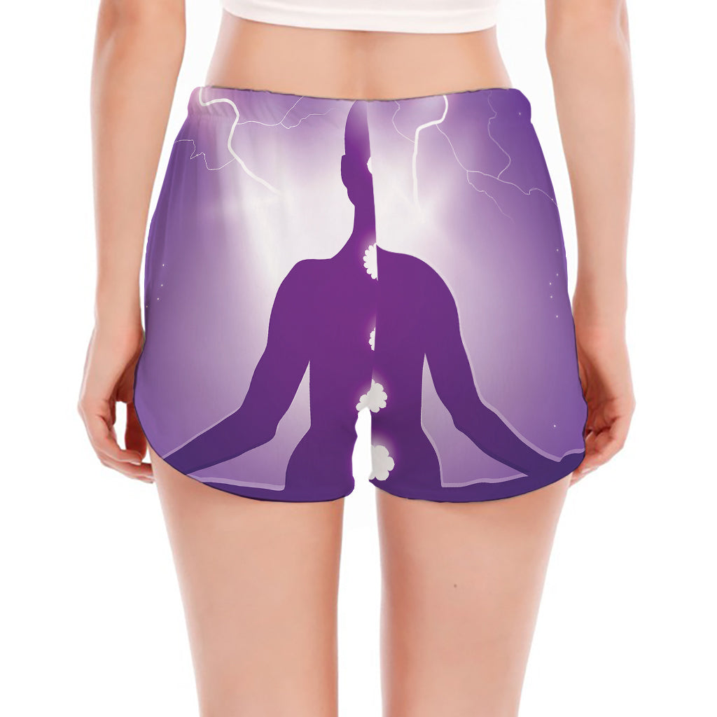 Power Of Seven Chakras Print Women's Split Running Shorts