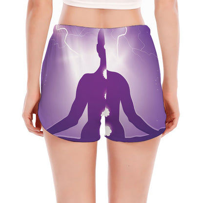 Power Of Seven Chakras Print Women's Split Running Shorts