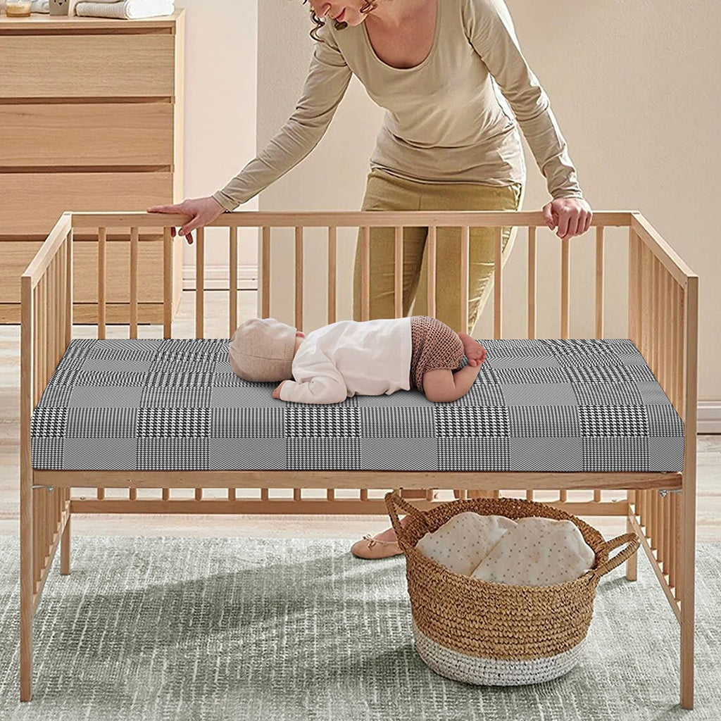 Prince of Wales Check Pattern Print Baby Crib Sheet