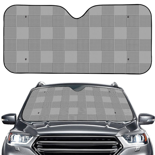 Prince of Wales Check Pattern Print Car Windshield Sun Shade