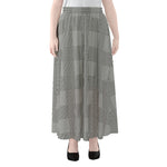 Prince of Wales Check Pattern Print Chiffon Maxi Skirt