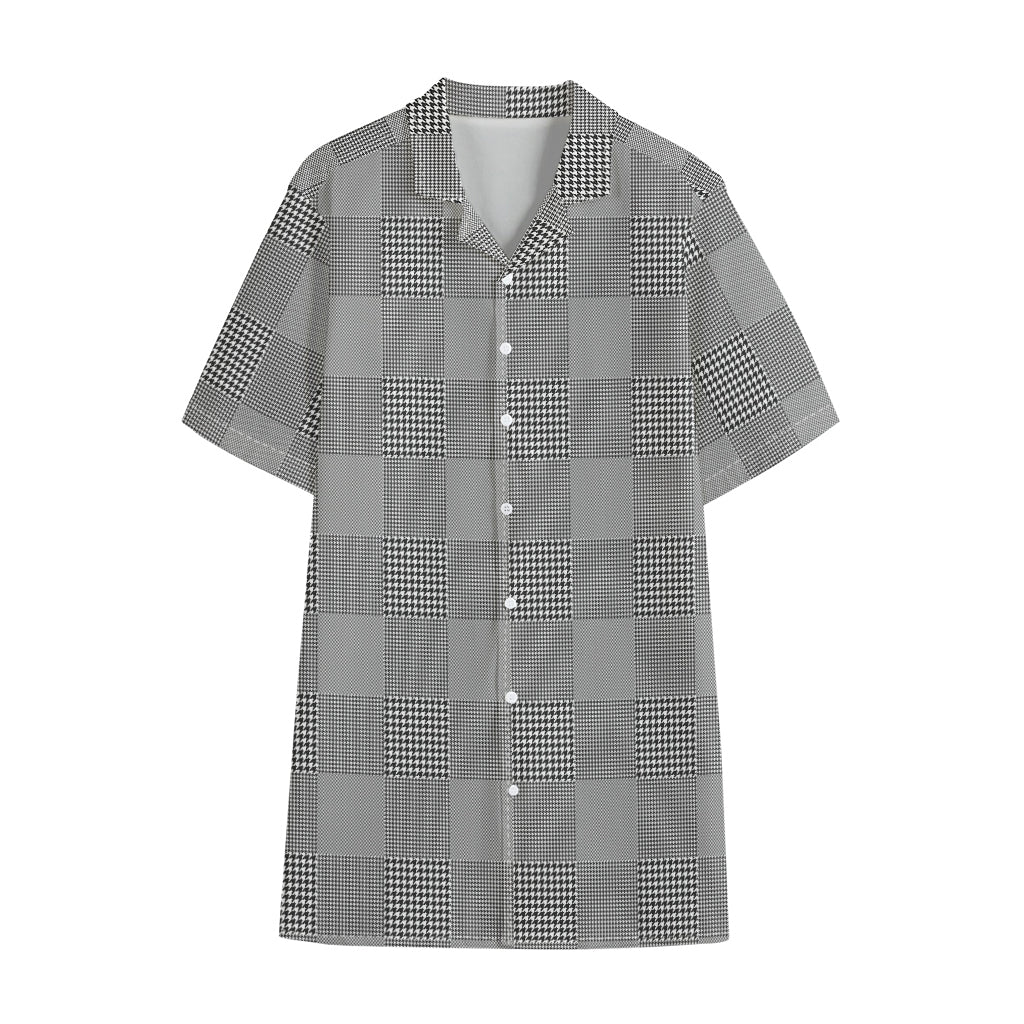 Prince of Wales Check Pattern Print Cotton Hawaiian Shirt