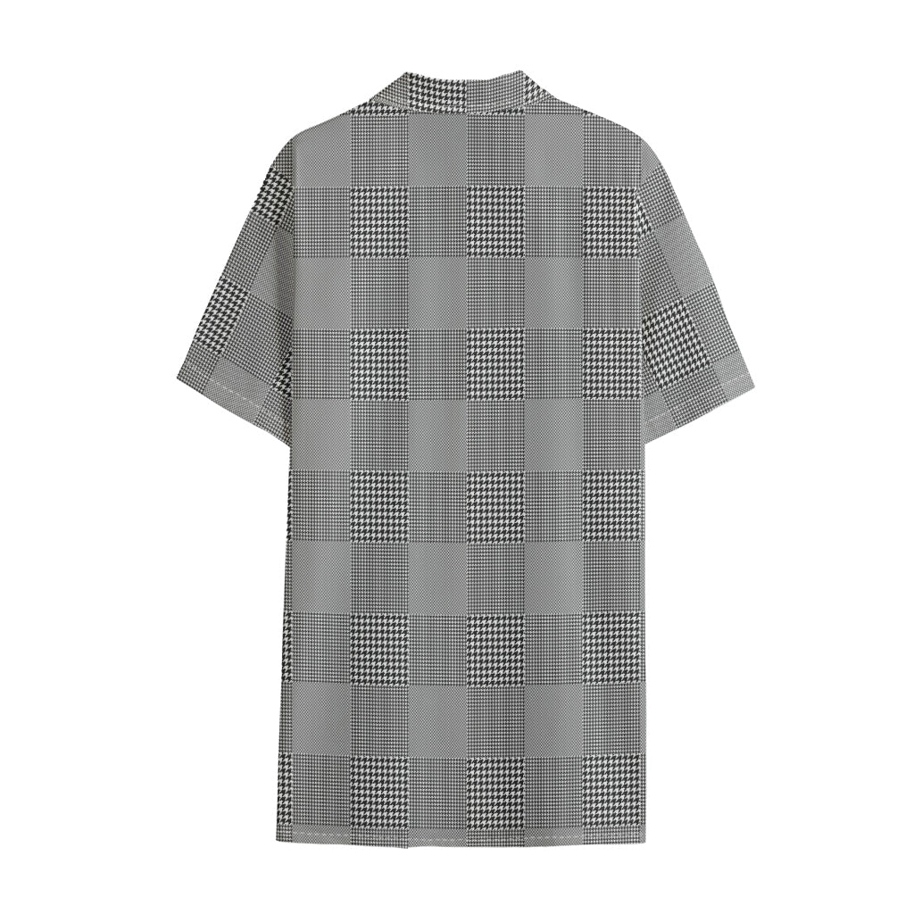 Prince of Wales Check Pattern Print Cotton Hawaiian Shirt