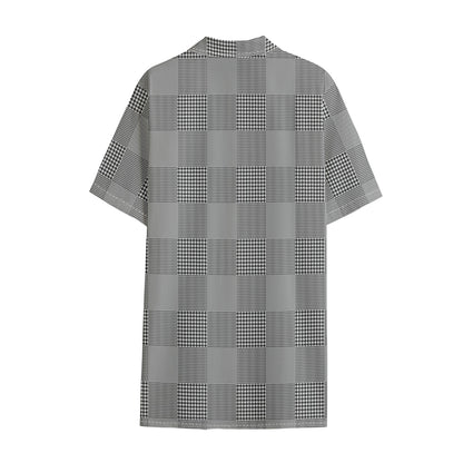 Prince of Wales Check Pattern Print Cotton Hawaiian Shirt