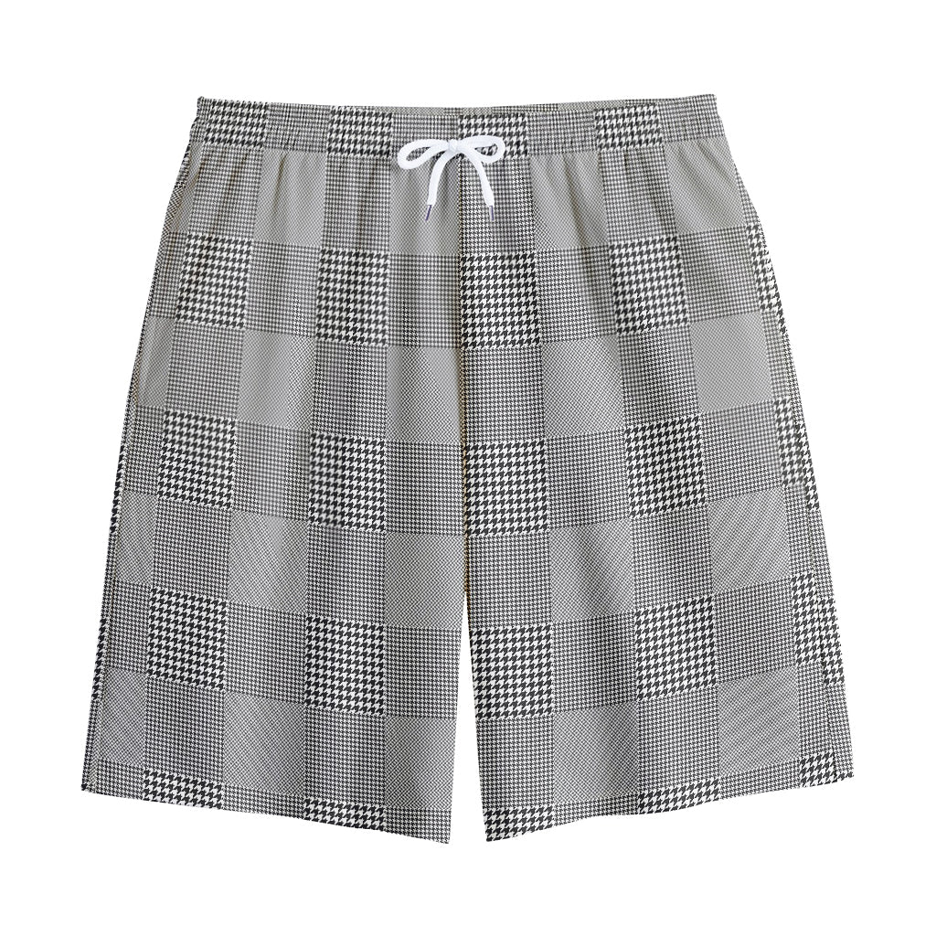 Prince of Wales Check Pattern Print Cotton Shorts