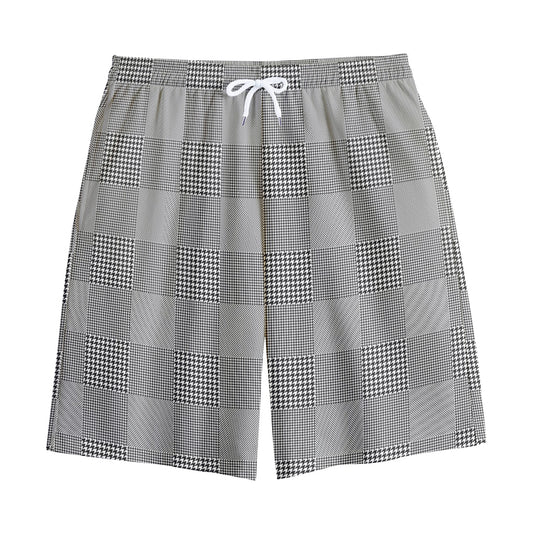 Prince of Wales Check Pattern Print Cotton Shorts