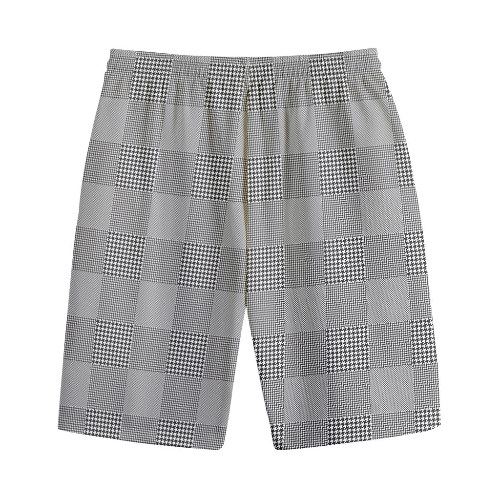 Prince of Wales Check Pattern Print Cotton Shorts