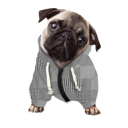 Prince of Wales Check Pattern Print Dog Zip Up Hoodie