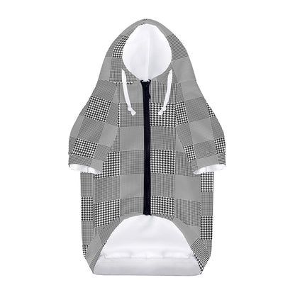 Prince of Wales Check Pattern Print Dog Zip Up Hoodie