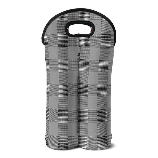 Prince of Wales Check Pattern Print Double Neoprene Wine Tote