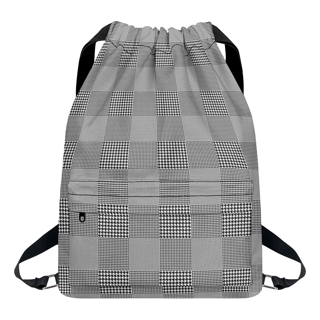 Prince of Wales Check Pattern Print Drawstring Backpack