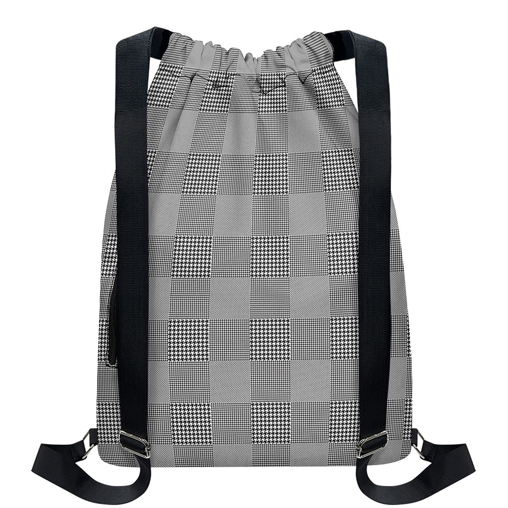 Prince of Wales Check Pattern Print Drawstring Backpack