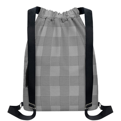 Prince of Wales Check Pattern Print Drawstring Backpack