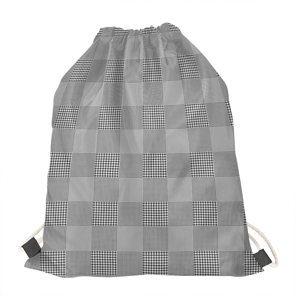 Prince of Wales Check Pattern Print Drawstring Bag