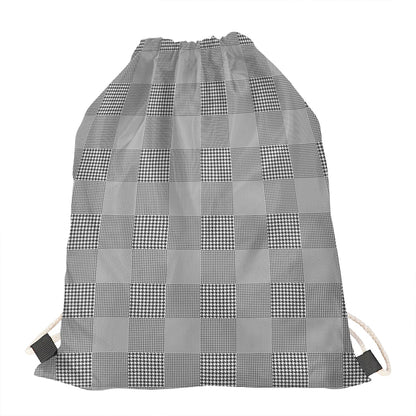 Prince of Wales Check Pattern Print Drawstring Bag
