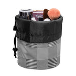 Prince of Wales Check Pattern Print Drawstring Makeup Bag