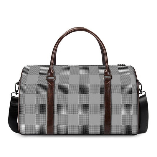 Prince of Wales Check Pattern Print Duffle Bag