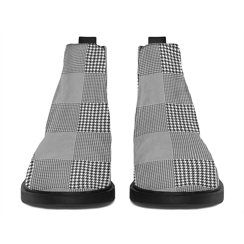 Prince of Wales Check Pattern Print Flat Ankle Boots