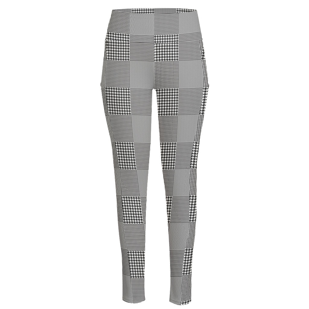 Prince of Wales Check Pattern Print High-Waisted Pocket Leggings