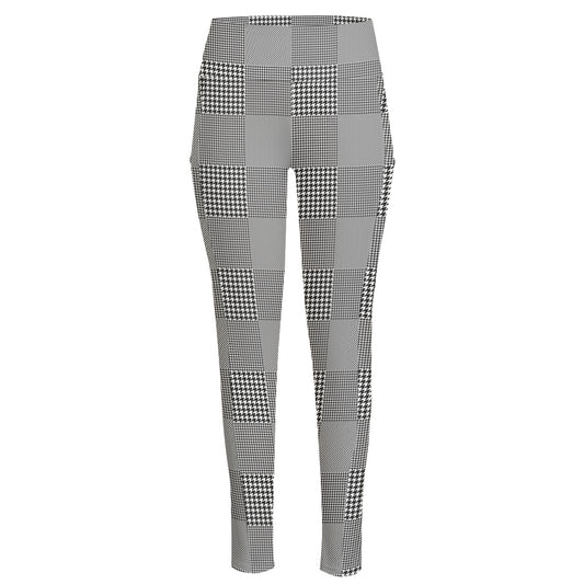 Prince of Wales Check Pattern Print High-Waisted Pocket Leggings