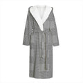Prince of Wales Check Pattern Print Hooded Bathrobe