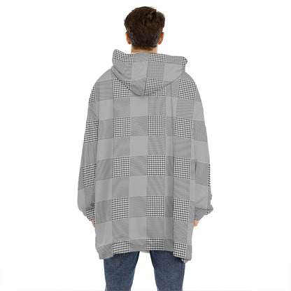 Prince of Wales Check Pattern Print Hoodie Blanket