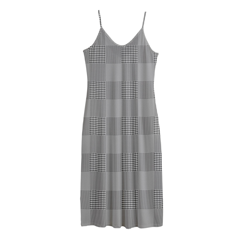 Prince of Wales Check Pattern Print Jersey Midi Cami Dress