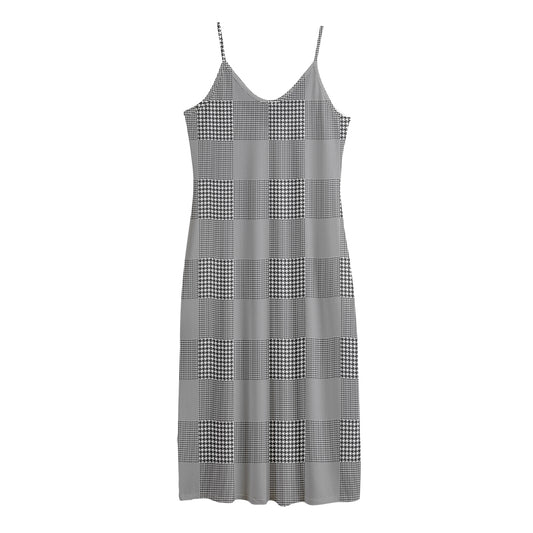 Prince of Wales Check Pattern Print Jersey Midi Cami Dress