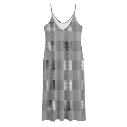 Prince of Wales Check Pattern Print Jersey Midi Cami Dress