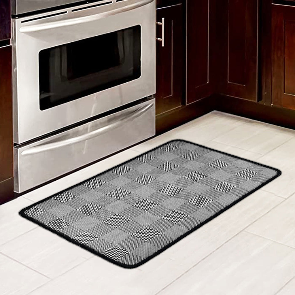 Prince of Wales Check Pattern Print Kitchen Mat