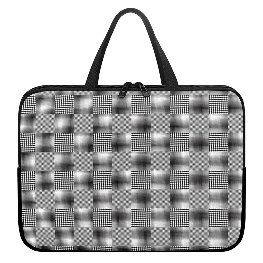 Prince of Wales Check Pattern Print Laptop Sleeve With Handle