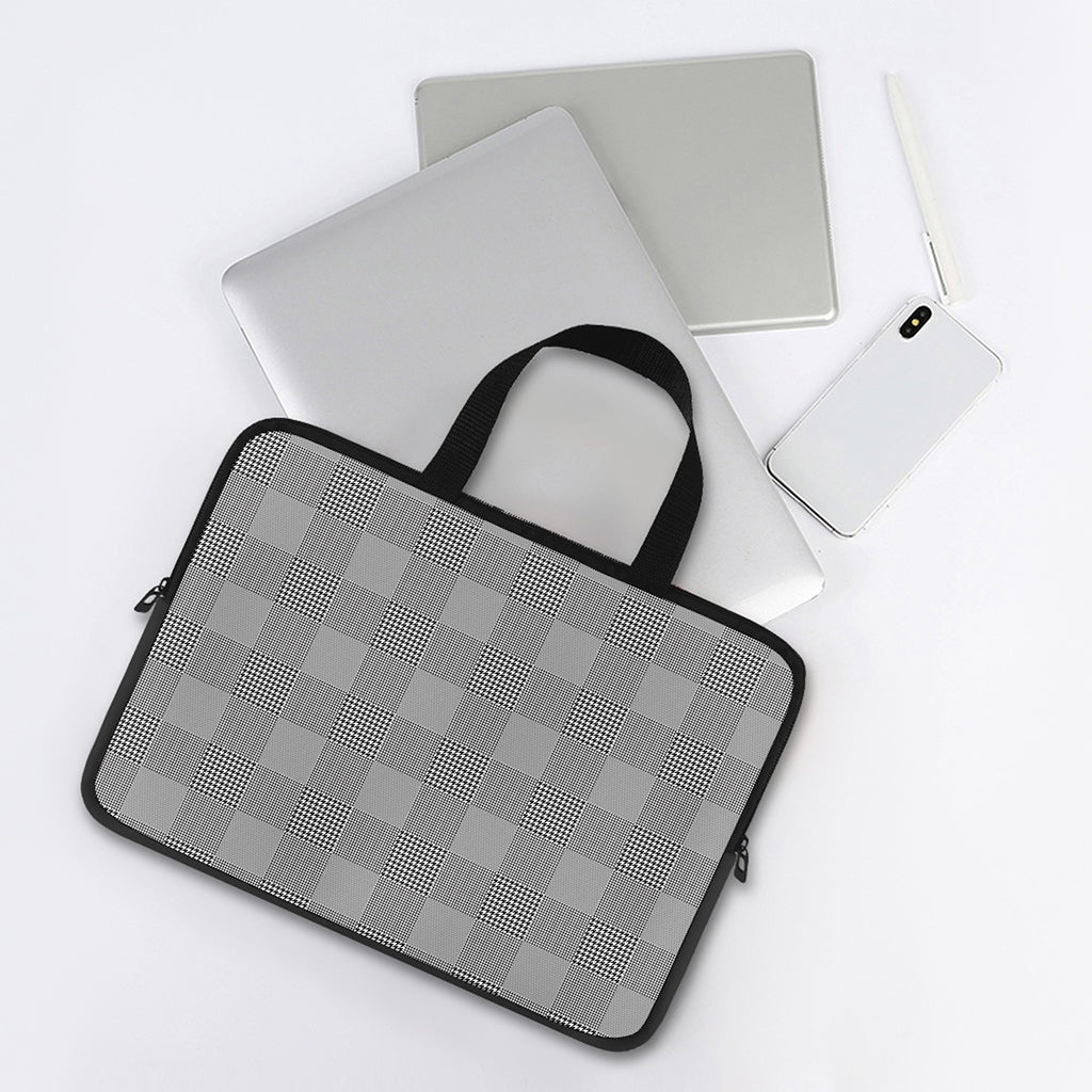 Prince of Wales Check Pattern Print Laptop Sleeve With Handle