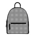 Prince of Wales Check Pattern Print Leather Backpack