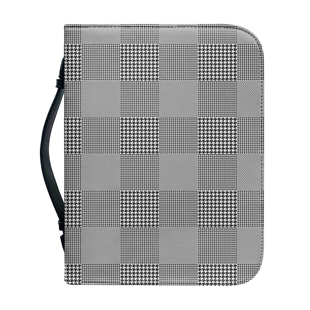 Prince of Wales Check Pattern Print Leather Bible Cover