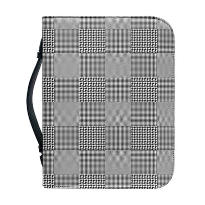 Prince of Wales Check Pattern Print Leather Bible Cover