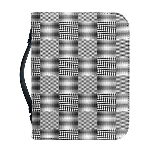 Prince of Wales Check Pattern Print Leather Bible Cover