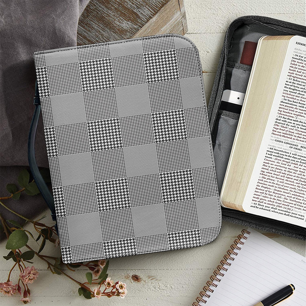 Prince of Wales Check Pattern Print Leather Bible Cover