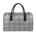 Prince of Wales Check Pattern Print Leather Duffel Bag