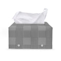 Prince of Wales Check Pattern Print Leather Tissue Box Cover