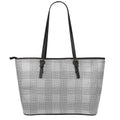 Prince of Wales Check Pattern Print Leather Tote Bag With Zipper