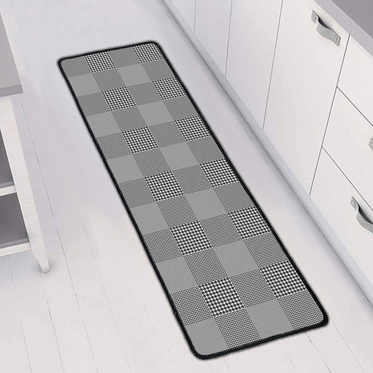 Prince of Wales Check Pattern Print Long Kitchen Mat