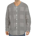 Prince of Wales Check Pattern Print Long Sleeve Baseball Jersey
