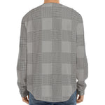 Prince of Wales Check Pattern Print Long Sleeve Baseball Jersey