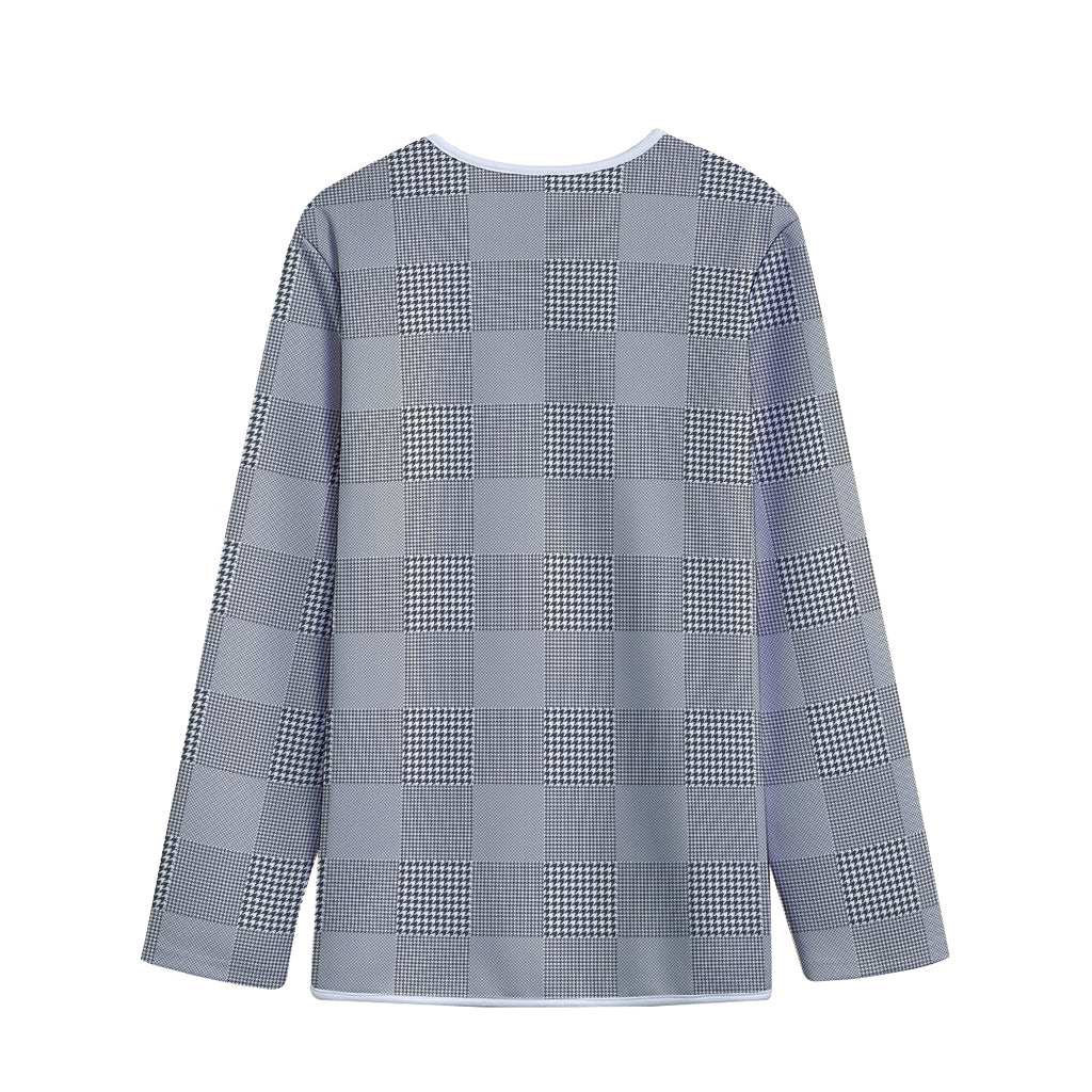 Prince of Wales Check Pattern Print Long Sleeve Short Coat