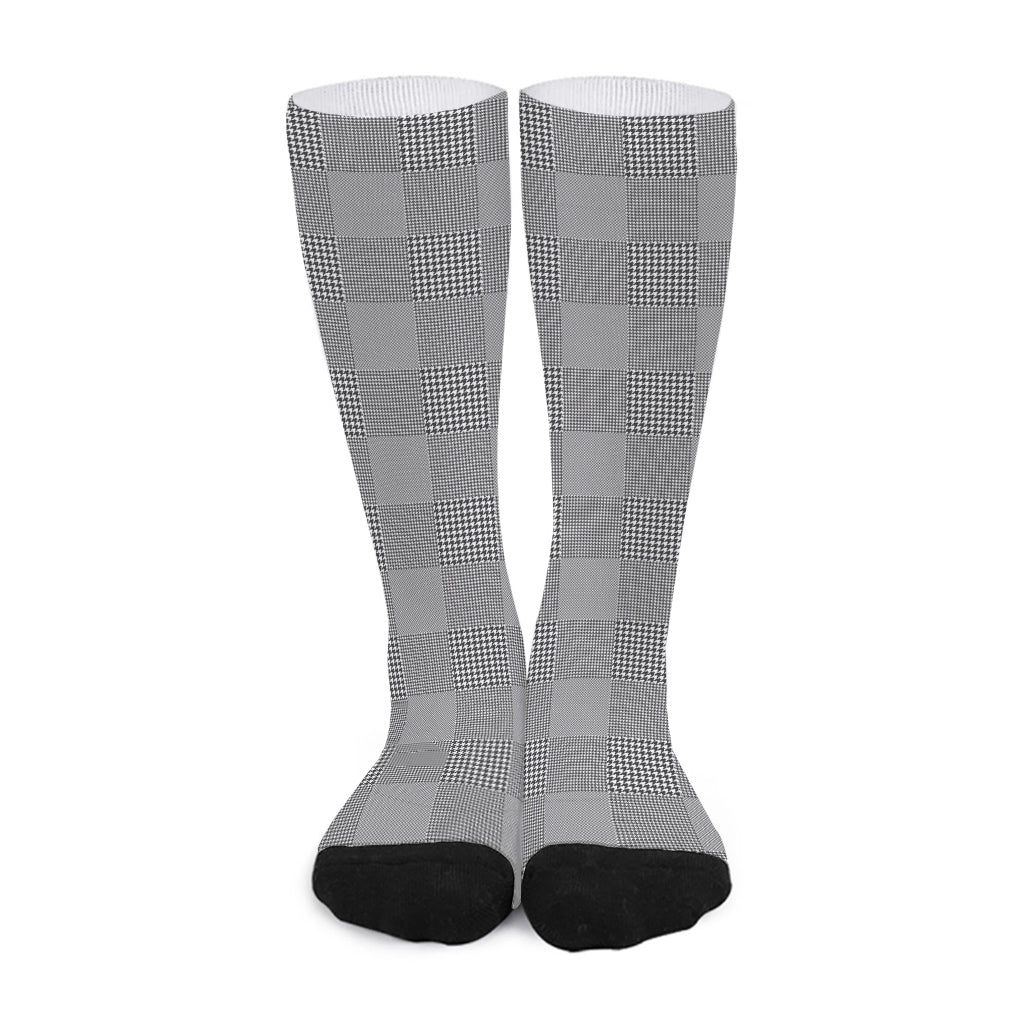 Prince of Wales Check Pattern Print Long Socks