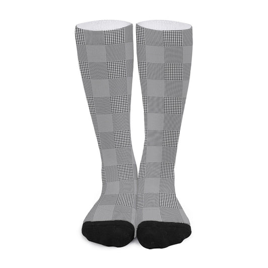 Prince of Wales Check Pattern Print Long Socks
