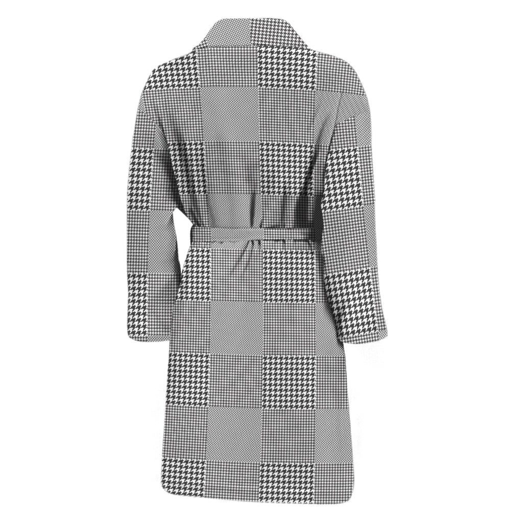 Prince of Wales Check Pattern Print Men's Bathrobe