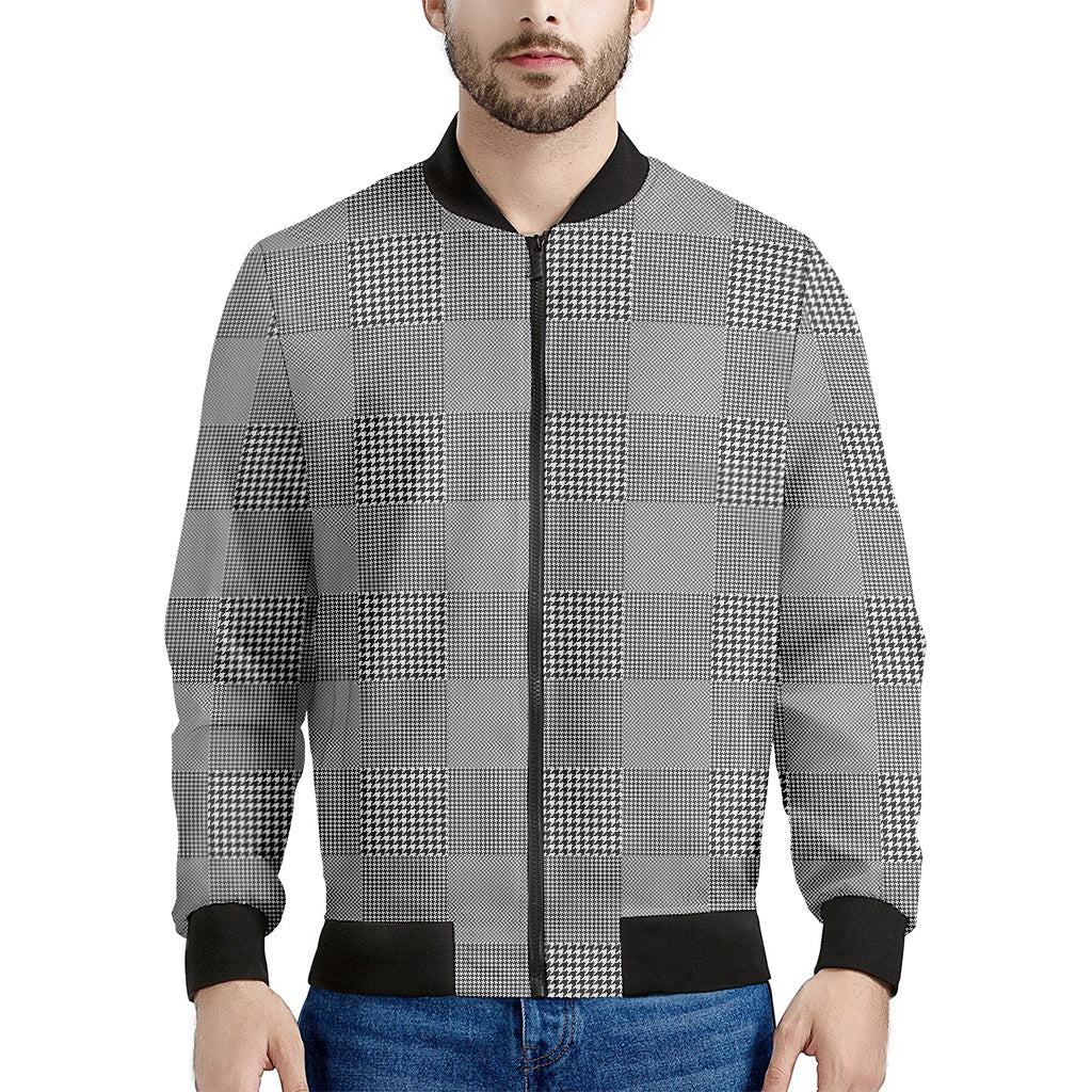 Prince of Wales Check Pattern Print Men's Bomber Jacket