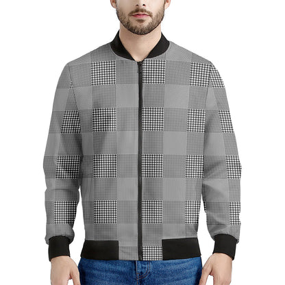 Prince of Wales Check Pattern Print Men's Bomber Jacket